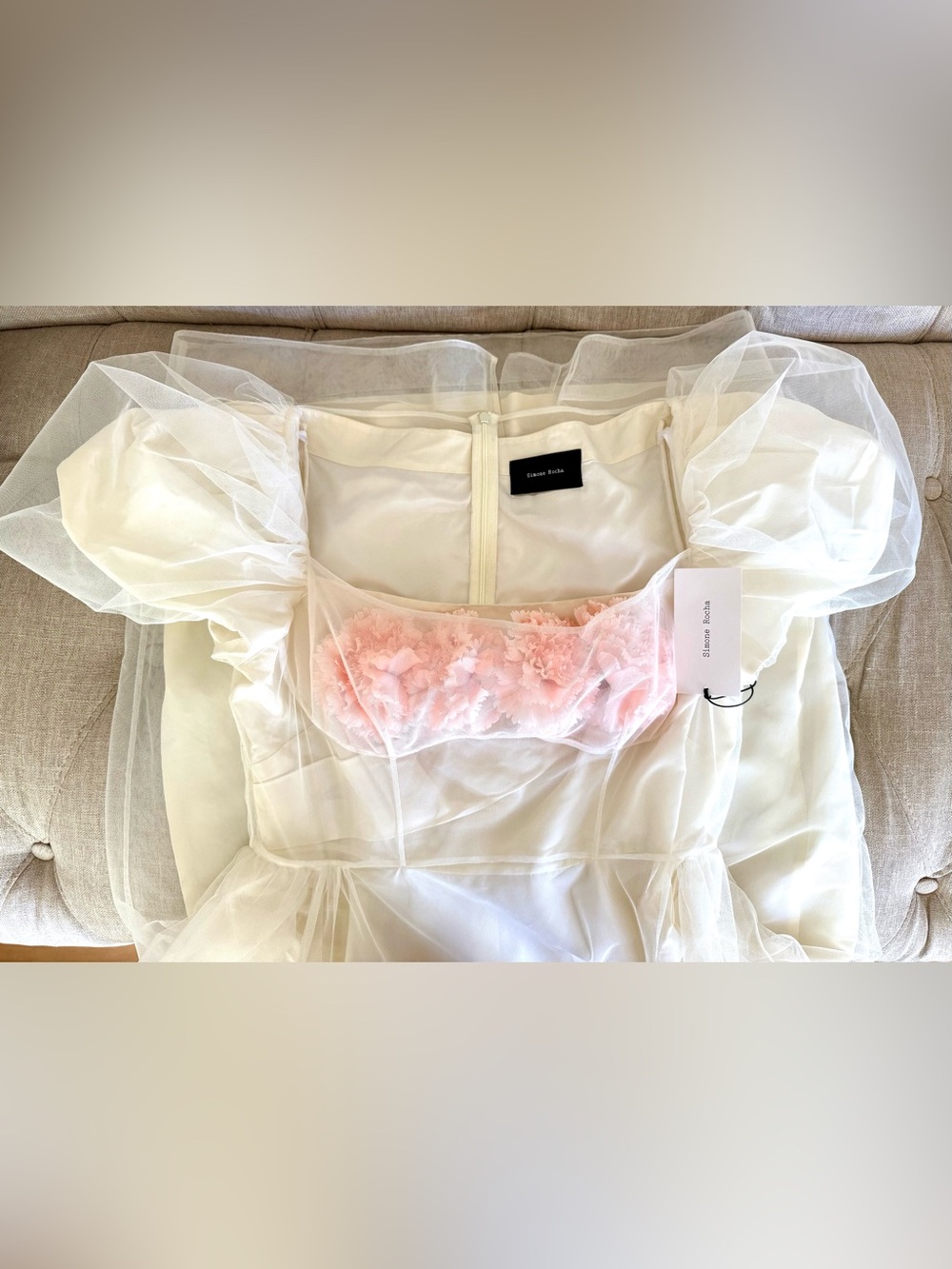 Simone Rocha Exclusive Bridal Carnation Ivory Tulle Dress UK 12 / US Large NWT - Picture 11 of 16
